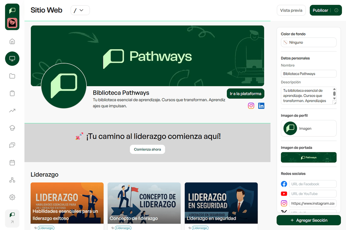 Pathways LMS: create, sell and manage online and in‑person courses
